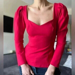 Red Puff Sleeve Top